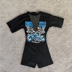 Black Motorcycle Graphic Romper